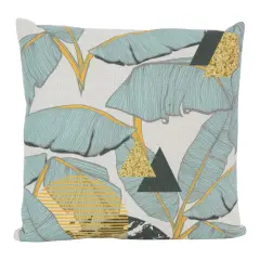 Northlight 18" Green and Yellow Tropical Banana Leaf Square Throw Pillow
