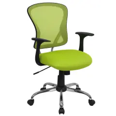 Emma and Oliver Mid-Back Mesh Swivel Task Office Chair with Chrome Base and Arms Green