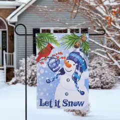 Northlight Let It Snow Snowman and Cardinal Outdoor Garden Flag 12.5" x 18" Blue