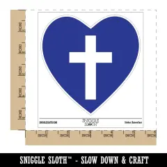 Cross in Heart Christian Waterproof Vinyl Phone Tablet Laptop Water Bottle Sticker Set - 5 Pack