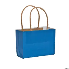 4 1/2" x 3 1/4" Mini Blue Kraft Paper Gift Bags - 12 Pc.