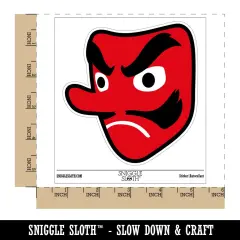 Japanese Tengu Goblin Demon Mask Waterproof Vinyl Phone Tablet Laptop Water Bottle Sticker Set - 5 Pack