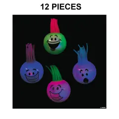Mini Light-Up Funny Face Bouncy Ball Assortment - 12 Pc.
