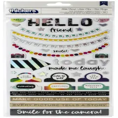 Vicki Boutin Color Kaleidoscope Thickers 5.5"X11" 121/Pkg-Hello Friend Phrase/Silver Chipboard