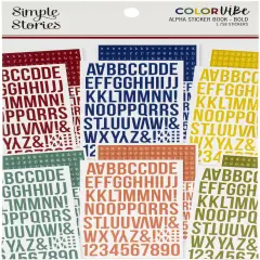 Simple Stories Color Vibe Alpha Sticker Book 12/Sheets-Bold, 1758/Pkg