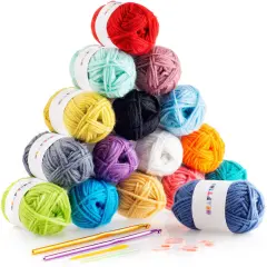 16*20g Acrylic Yarn Skeins Unique Colors - Bulk Yarn Kit - 700 Yards - Perfect for Any Mini Project