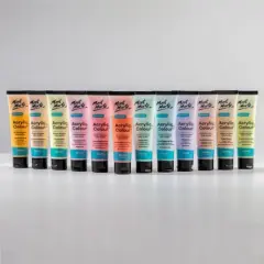 12 Pieces Acrylic Colour Pastel Paint Set Signature 36ml (1.2 US fl.oz), Creamy Pastel Acrylic Paint Set, Good Coverage, Semi-Matte Finish, Ideal For Most Art and Craft Surfaces.