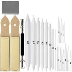 21 Pieces Blending Stumps and Tortillions Set with Sketch Sandpaper Pencil Sharpener Pointer and Pencil Extension Tool Drawing Art Kneaded Eraser for Student Sketch Drawing Set by VENCINK