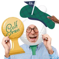 Big Dot of Happiness Par-Tee Time - Golf - Golf Ball, Trophy, and Flat Cap Decorations - Birthday or Retirement Party Large Photo Props - 3 Pc