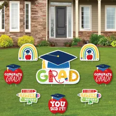 Big Dot of Happiness Elementary Grad Kids Outdoor Decorations - Graduation Yard Signs - Set of 8