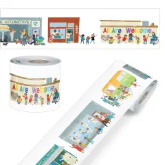 Carson Dellosa All Are Welcome 65Ft Celebrate Diversity Bulletin Board Borders, 1 Roll of All Are Neighbors Trim for Rolling Whiteboard, Cork and Posterboard, Office Decorations, and Classroom Decor