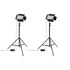 Acurit Colorview Lux Artist Studio Light 2 Pack - Adjustable Photography Lighting Kit 3 Color Temps, 4 Metal Barn Doors, 4160 Lumens LED - Remote Control, AC Power Supply, 6&rsquo;6" Light Stands Included