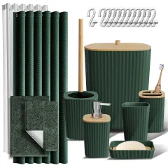 Clara Clark Bamboo Bathroom Accessories Set