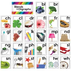 Carson Dellosa Blends and Digraphs Bulletin Board Set&mdash;Blend Cards, Digraph Cards, and Header for Bulletin Boards and Grammar Learning, Homeschool or Classroom D&eacute;cor (35 pc)