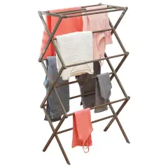 mDesign Bamboo Clothes Drying Rack, Foldable Wooden Laundry Drying Rack