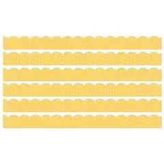 Grow Together Yellow with Painted Dots Scalloped Borders, 39 Feet Per Pack, 6 Packs