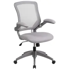 Emma and Oliver Mid-Back Mesh Swivel Ergonomic Task Office Chair with Gray Frame & Flip-Up Arms