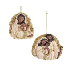 3.5" African American Ivory and Gold Holy Family Ornaments &ndash; Elegant Christmas Decorations