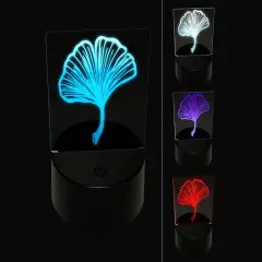 Hand Drawn Ginkgo Leaf Doodle 3D Illusion LED Night Light Sign Nightstand Desk Lamp