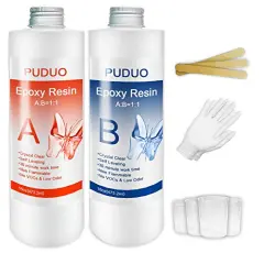 32 OZ Epoxy Resin Clear for Resin Molds, Resin Epoxy Starter Kit, 2 Part Resin for for Jewelry- Including Resin and Hardener (Each 16OZ) with 4 pcs Measuring Cups, 3pcs Sticks, 1 Pair Glove&hellip;