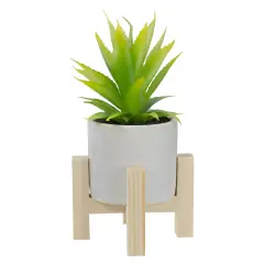 Northlight 8.25" Potted Artificial Agave Plant with Wooden Stand Green