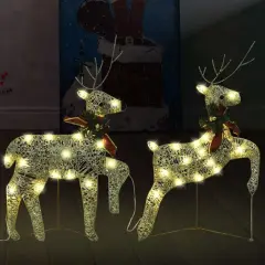 2 pcs Christmas Reindeers with 40 LEDs Gold