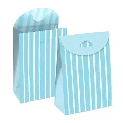 Big Dot of Happiness Blue Stripes - Simple Gift Favor Bags - Party Goodie Boxes - Set of 12