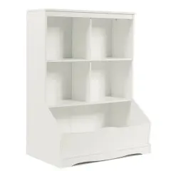3-Tier Children's Multi-Functional Bookcase Toy Storage Bin Floor Cabinet White