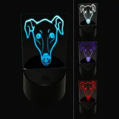 Greyhound Dog Head 3D Illusion LED Night Light Sign Nightstand Desk Lamp