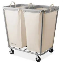 Dryser Commercial Heavy-Duty Rolling Laundry Hamper, Steel Frame Cart on Wheels with Removable Canvas Bin for Hotel or Home