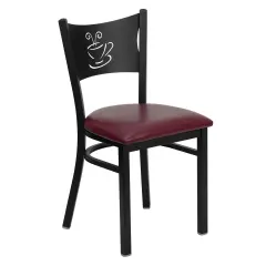 Emma and Oliver Coffee Back Metal Restaurant Dining Chair BurgVYL/BlackMetal