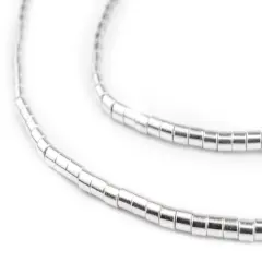The Bead Chest Shiny Silver Tube Beads 3mm White Metal 24 Inch Strand