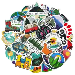 Wrapables Waterproof Vinyl Stickers for Water Bottles, Laptop, Phones, Skateboards, Decals for Teens, 100pcs Outdoor Adventures