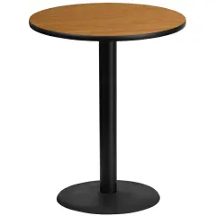 Emma and Oliver 36" Round Laminate Table Top with 24" Round Bar Height Table Base Natural