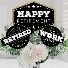 Big Dot of Happiness Happy Retirement - Retirement Party Centerpiece Sticks - Table Toppers - Set of 15