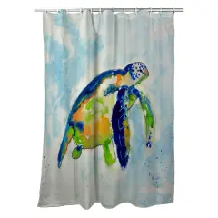 Betsy Drake Blue Sea Turtle Shower Curtain