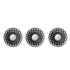 Northlight Set of 3 Round Black Cascading Angular Orbs Mirrors 9.5"