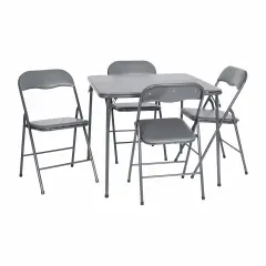 Emma and Oliver 5 Piece Folding Card Table and Chair Set Gray