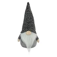 Northlight Standing Gnome with Chevron Hat Christmas Figure - 12" - Gray and White