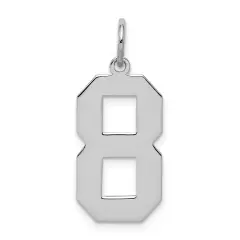 Sterling Silver Large Polished Number 8 Charm Pendant Jewerly 24mm x 10mm