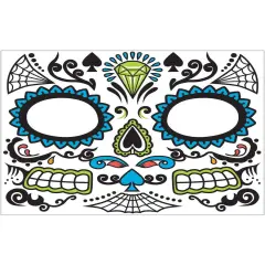 Adults Mens Day Of The Dead Face Temporary Tattoo Costume Accessory