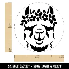 Flower Crown Llama Head Self-Inking Rubber Stamp Ink Stamper for Stamping Crafting Planners Sky Blue