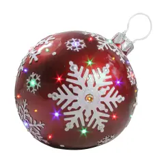 Northlight LED lighted Jeweled Commercial Christmas Ball Ornament Decoration with Snowflake - 18" - Red