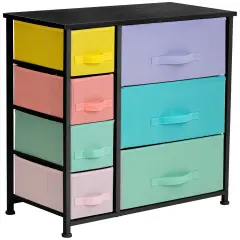 Sorbus Dresser with Drawers - Furniture Storage Tower Unit for Bedroom, Hallway, Closet, Office Organization - Steel Frame, Wood Top, Easy Pull Fabric Bins Pastel Mix