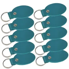 Oval Leather Keychains Kit &ndash; Full-Grain Latigo, DIY Personalization Ready, 10 Pack Jade