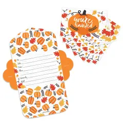Big Dot of Happiness Fall Pumpkin - Fill-In Cards - Halloween or Thanksgiving Party Fold and Send Invitations - Set of 8