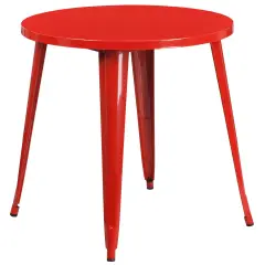 Emma and Oliver Commercial Grade 30" Round Colorful Metal Indoor-Outdoor Dining Table Red