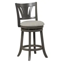 Costway 26.5'' Swivel Bar Stool Counter Height with Curved Backrest & Rubber Wood Legs
