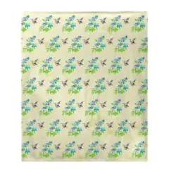 Betsy Drake Aqua Hummingbird Tiled Throw Multicolor