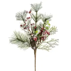 Allstate Snow Berry and Pine Cone Artificial Christmas Spray - 22" White
